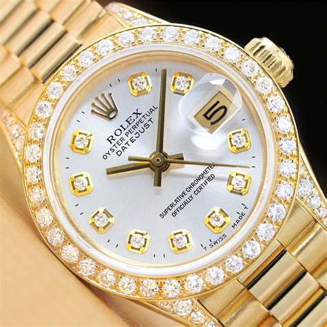 ladies gold rolex presidential watch|Rolex presidential with diamond bezel.